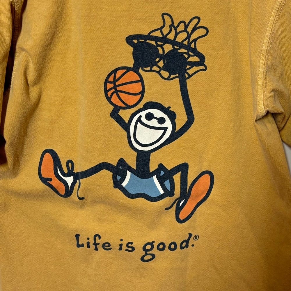 Life Is Good Kids’ Slam Dunk Mustard color T-shirt Size Youth Medium (10)